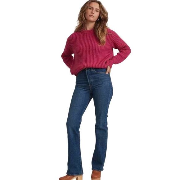 Marine Layer Ribbed Oversized Crewneck Sweater Size Small Rose Violet - Picture 12 of 12